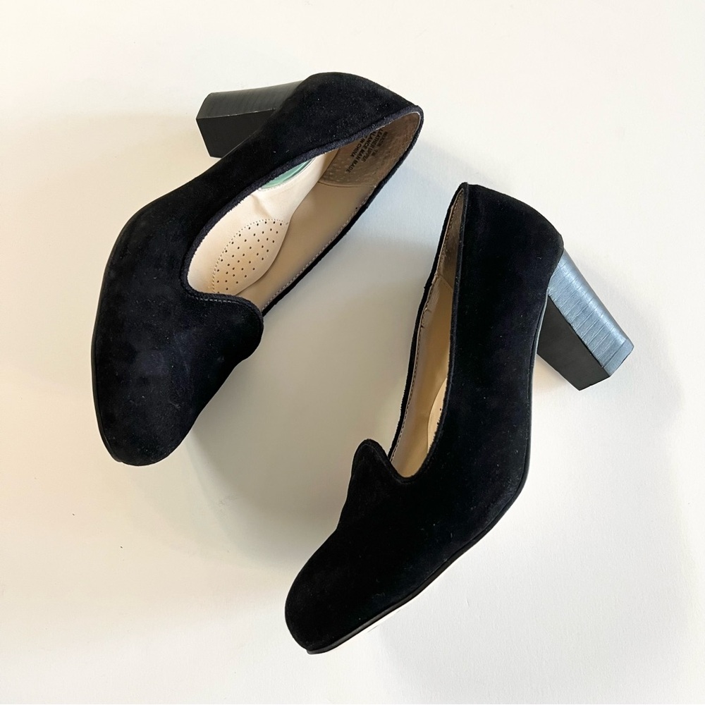 Fitzwell Mixer Women’s black suede loafer pumps Work shoes Office heels Size 7